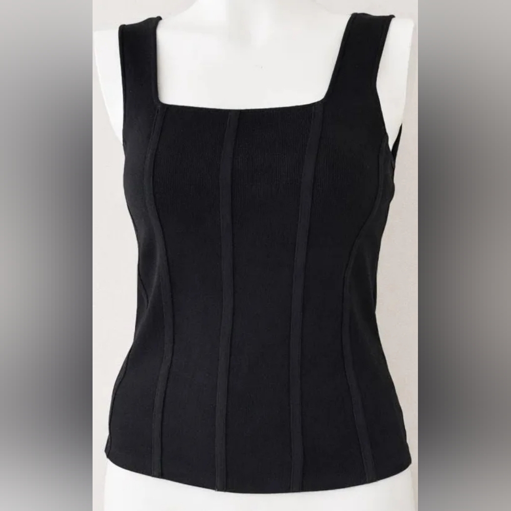 White House Black Market Black Ribbed Tank Top